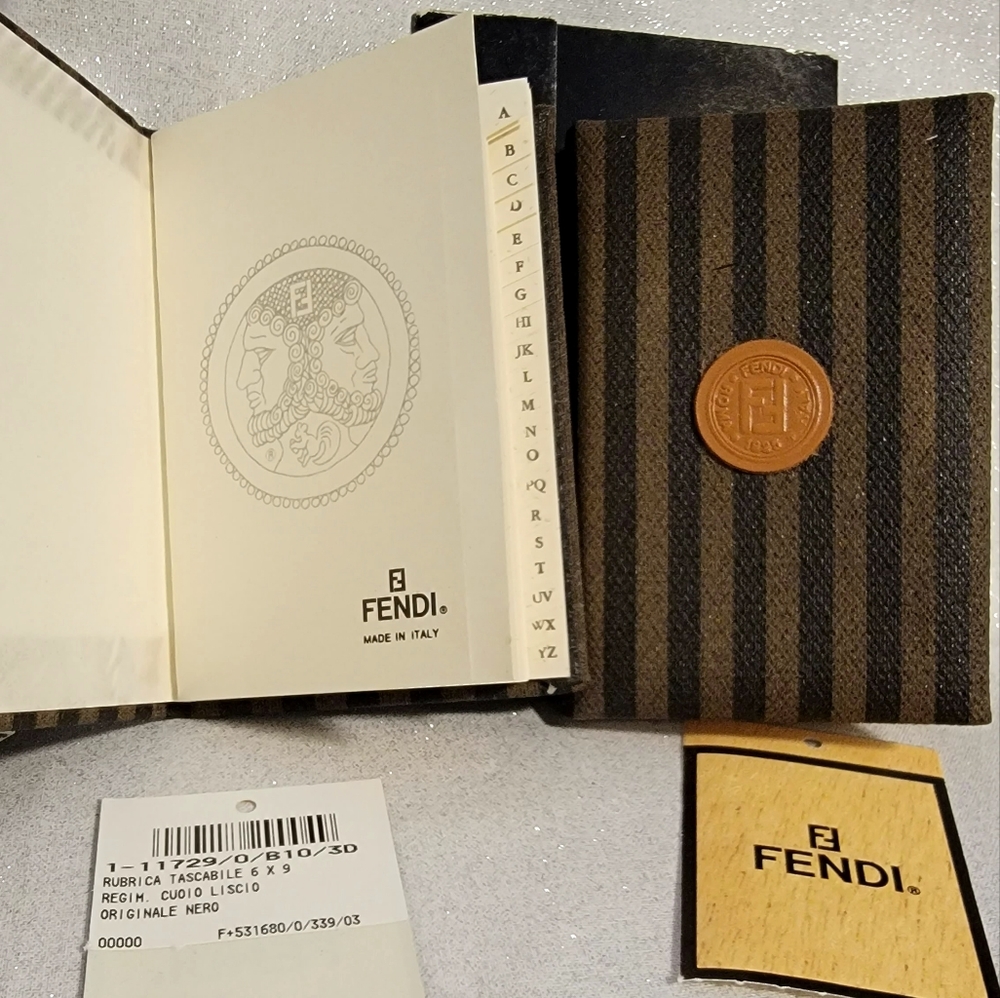 PAIR of FENDI Pequin Stripe Mini Address Books - Picture 7 of 9